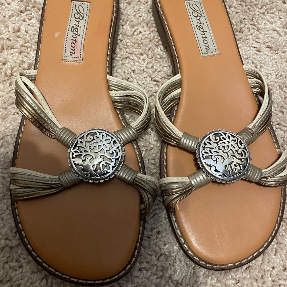Brighton Tan Sandals with Crystal Embellishments